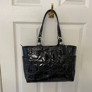 Coach black embossed patent purse